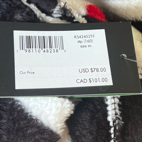 NWT Kate Spade Stripe black white  Polka Dot Robe chenille plush size medium - Picture 6 of 10